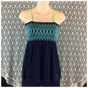 AEROPOSTALE Navy Cool Summer Top Lime Green Adjustable Straps Excellent